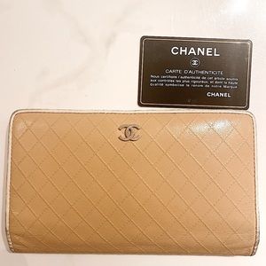 SOLD Vintage Chanel Quilted Wallet Beige